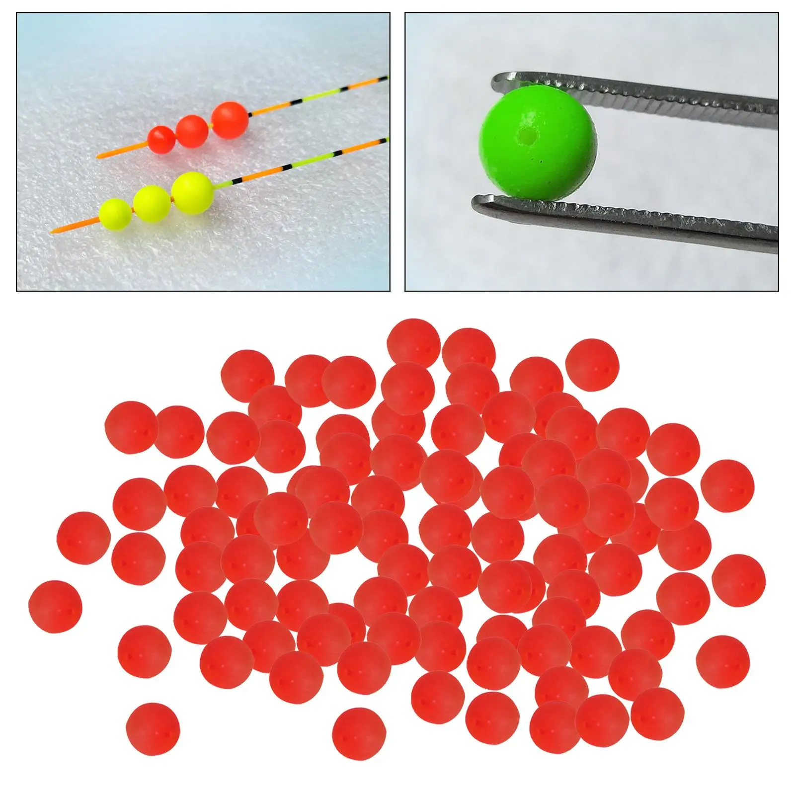 100Pcs Hole Dia 1.1mm Fishing Indicator Ball Bobber Fishing Float Buoyancy Balls Bite Bright Color Fishing Gear  Indicators
