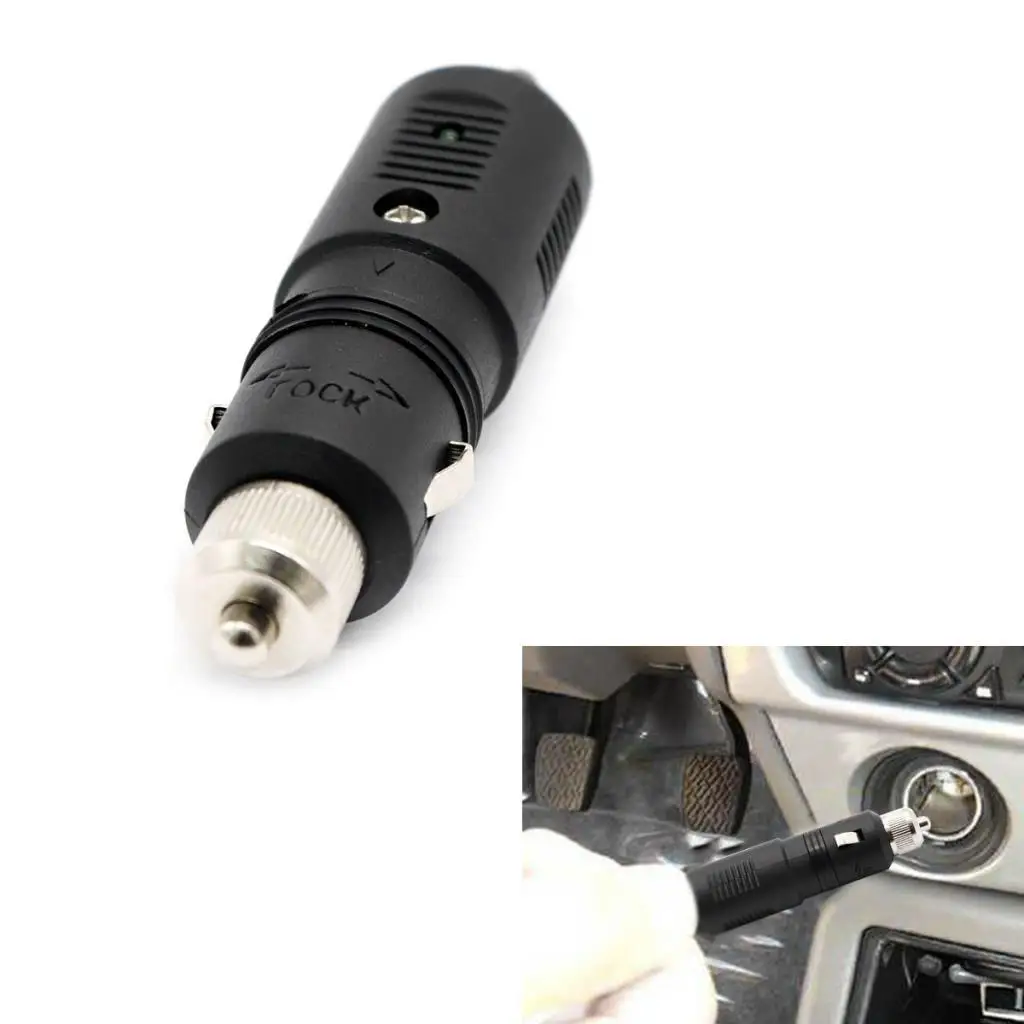 Black 12V-24V 5A Male Car ette Lighter Socket Plug Connector