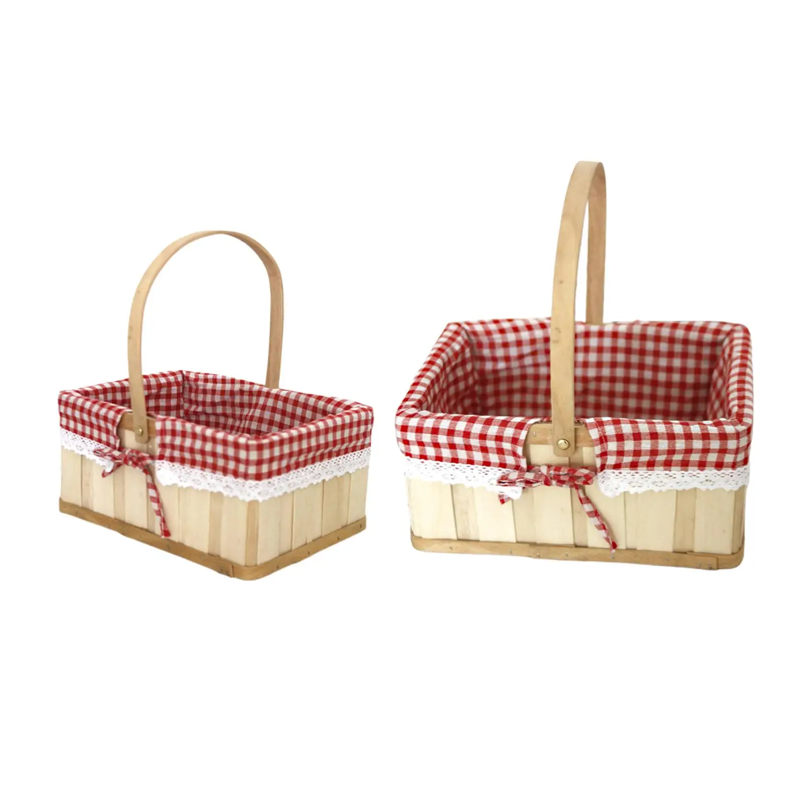 Wooden Food Sundry Container Picture Decor Woven Basket Camping Storage Baskets Picnic Basket for Camping Fruits Bread