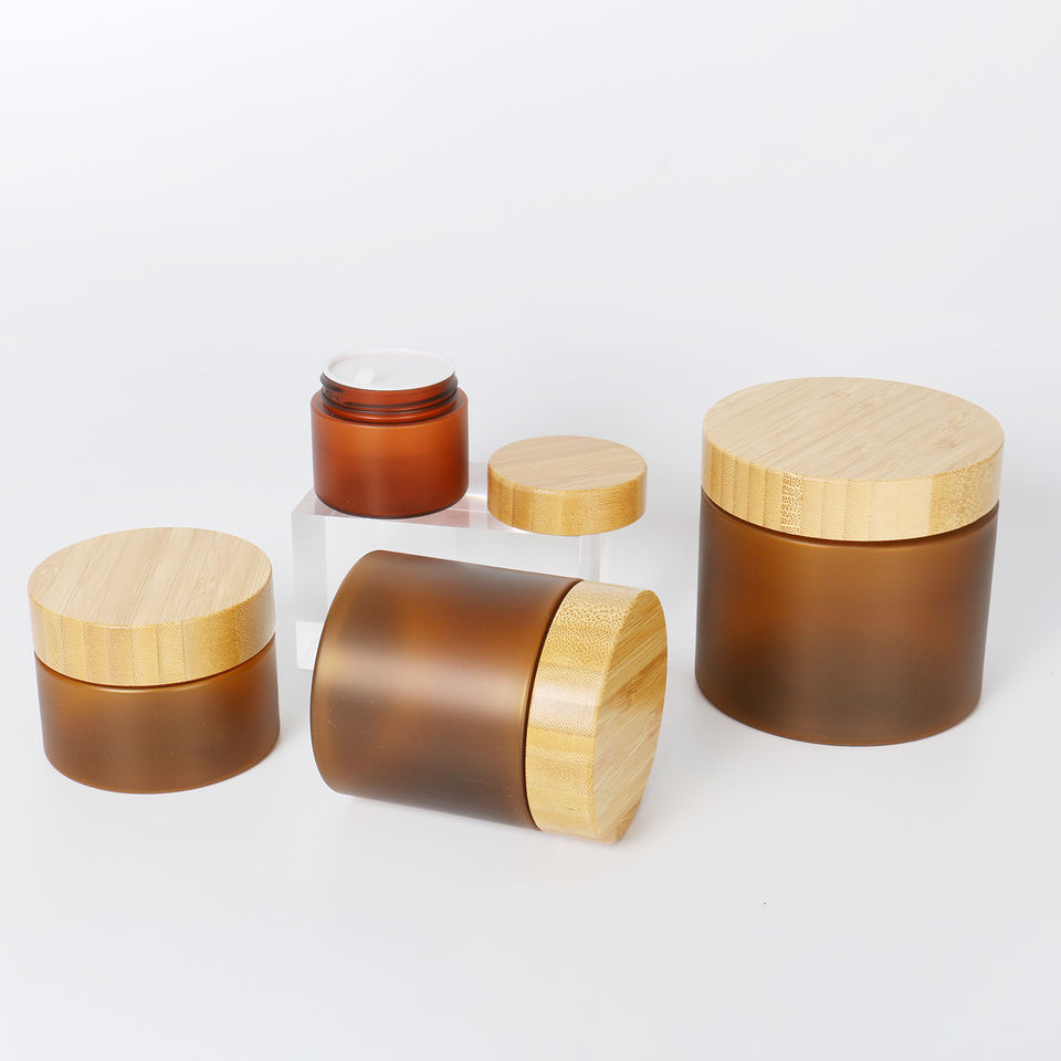 Best of 1Pcs Eco-friendly 50g 150g 250g 500g Frosted Amber Transparent Cosmetic Cream PET Plastic Cans With Bamboo Lid For Jewelry Beads Reviews & Tips - Image 3