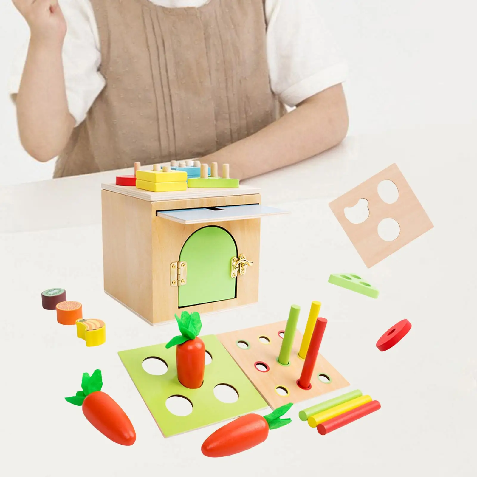 6 in 1 Montessori Material Object Permanence Box Educational Toys Carrot Harvest