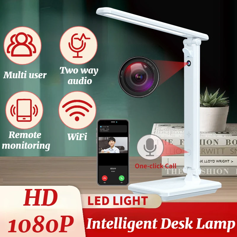 Transform your desk lighting experience with the innovative SpyCam Desk Lamp. This intelligent lamp features an LED light source that provides optimal brightness and efficiency, while its integrated HD 1080p camera captures