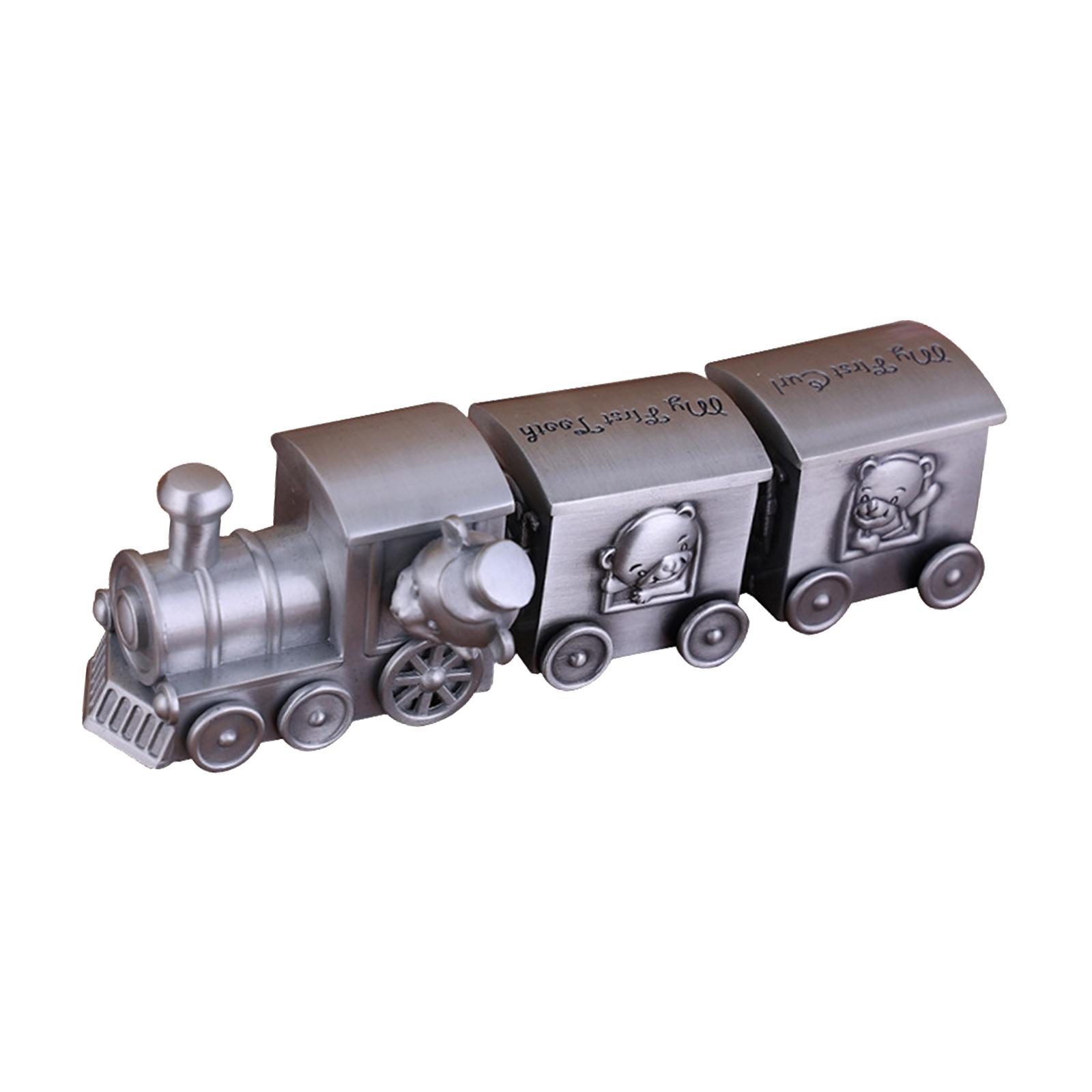 Train Tooth Holder Container Storage Childhood Memory Metal Organizer Baby Tooth Fairy Container for Birthday Gift Baby Shower