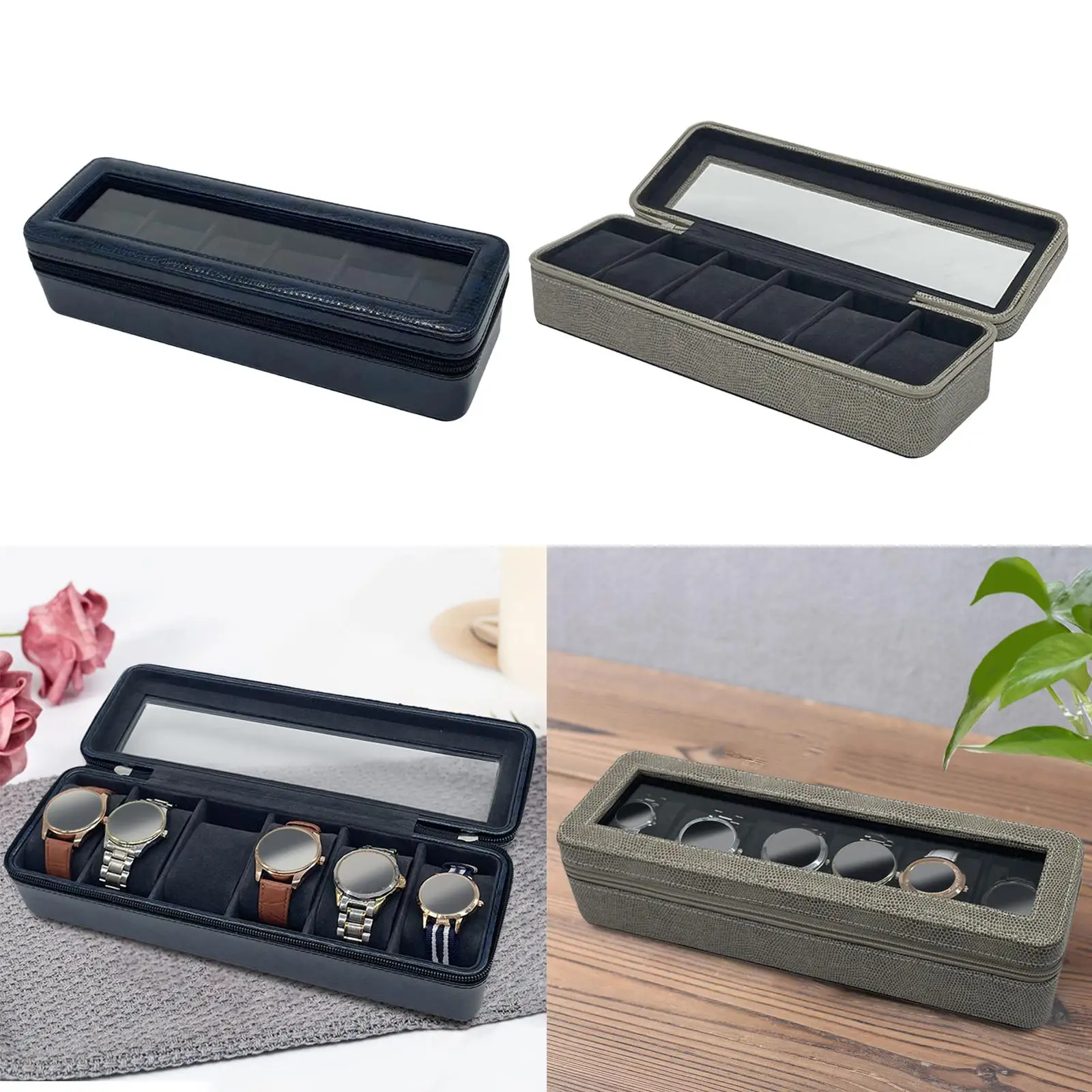 Watch Box Showcase with Lid Fits All Wristwatches Large for Men and Women