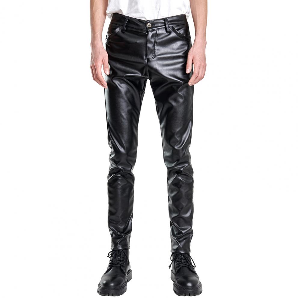Description Picture 4 of itemMen Casual Trousers Men Faux Leather Pants Stylish Men's Faux Leather Pants Slim Fit Breathable Hip Hop Inspired Streetwear