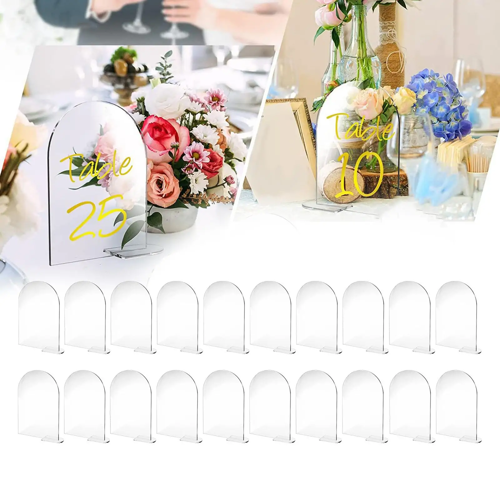 20Pcs Acrylic Place Cards Display Blank Food Signs for Meeting Banquet Decor