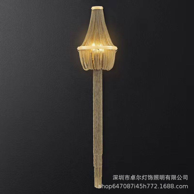 Description Picture 2 of itemNEW Long Aluminum Chain Sconce For Aisle LOFT Mirror Bedroom TV Wall Lamp LED Lighting Gold Silver Italian Vanity Decoration
