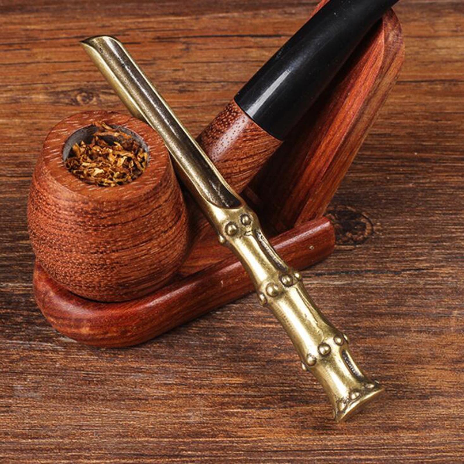 Retro Pipe Pressing Rod Multifunctional Carving Bamboo Design Copper Solid Grinding Cigarette Press Smoker Beginner