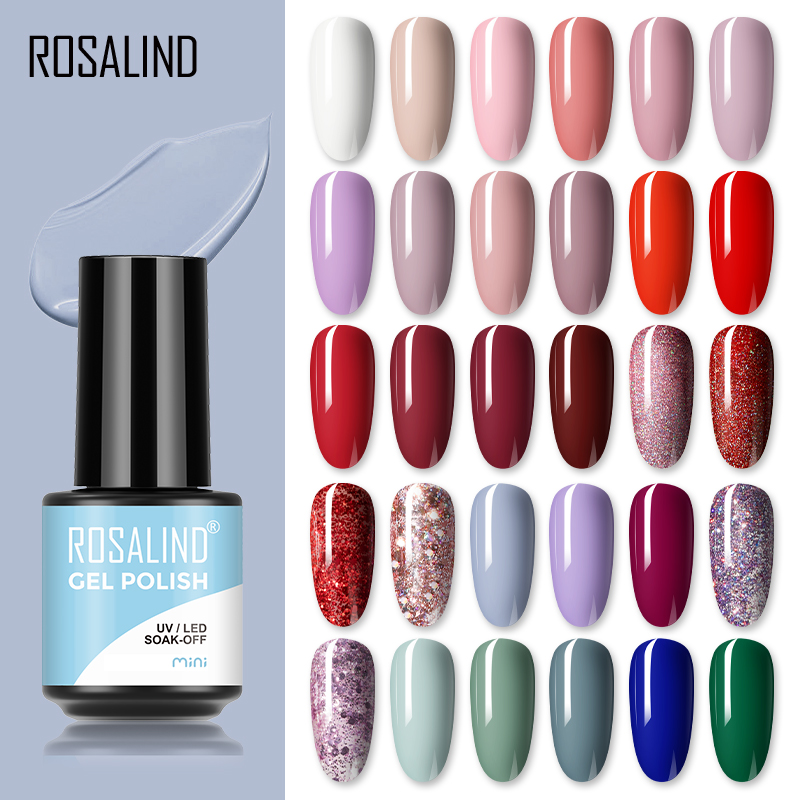 Best of ROSALIND 7ml Gel Polish Semi Permanent Nails Gel Polish Soak Off UV LED Base Top Coat Vernis Nail Art Glitter Gel Varnish Reviews & Tips