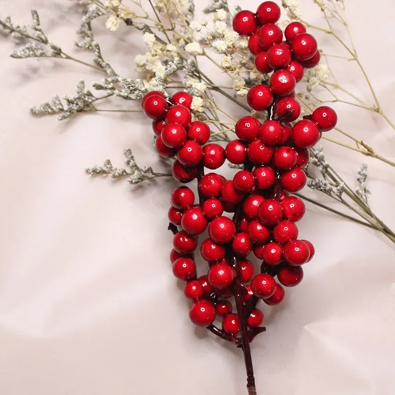 Description Picture 2 of itemArtificial Berries Christmas Decoration Red Berry Branches for Xmas Tree Party Home Table Ornaments Red Fruit Wreath DIY Gift