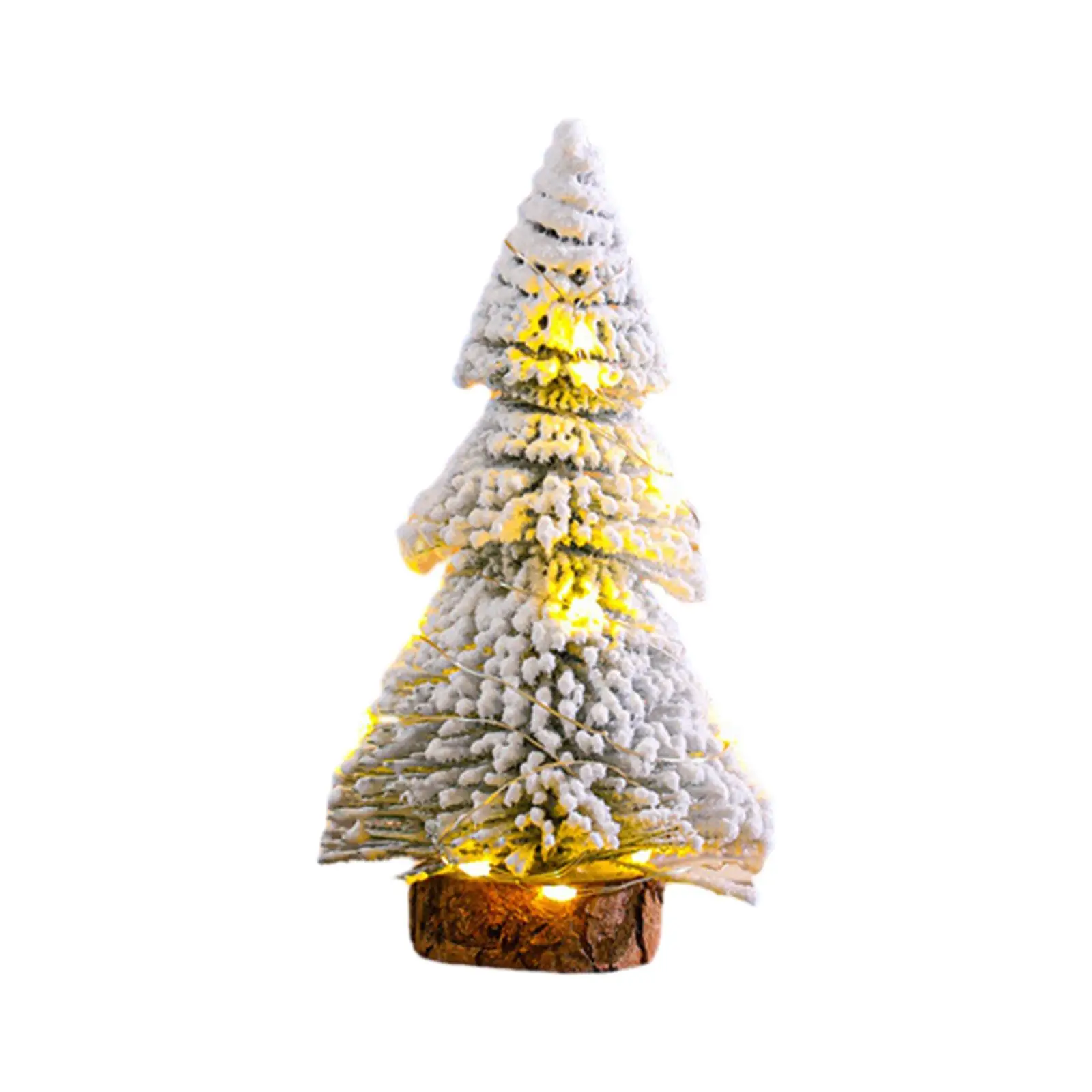 Snow Flocked Christmas Tree with LED Lights Vintage Artificial Mini Snowy Tree for Christmas Holiday Table Home Indoor