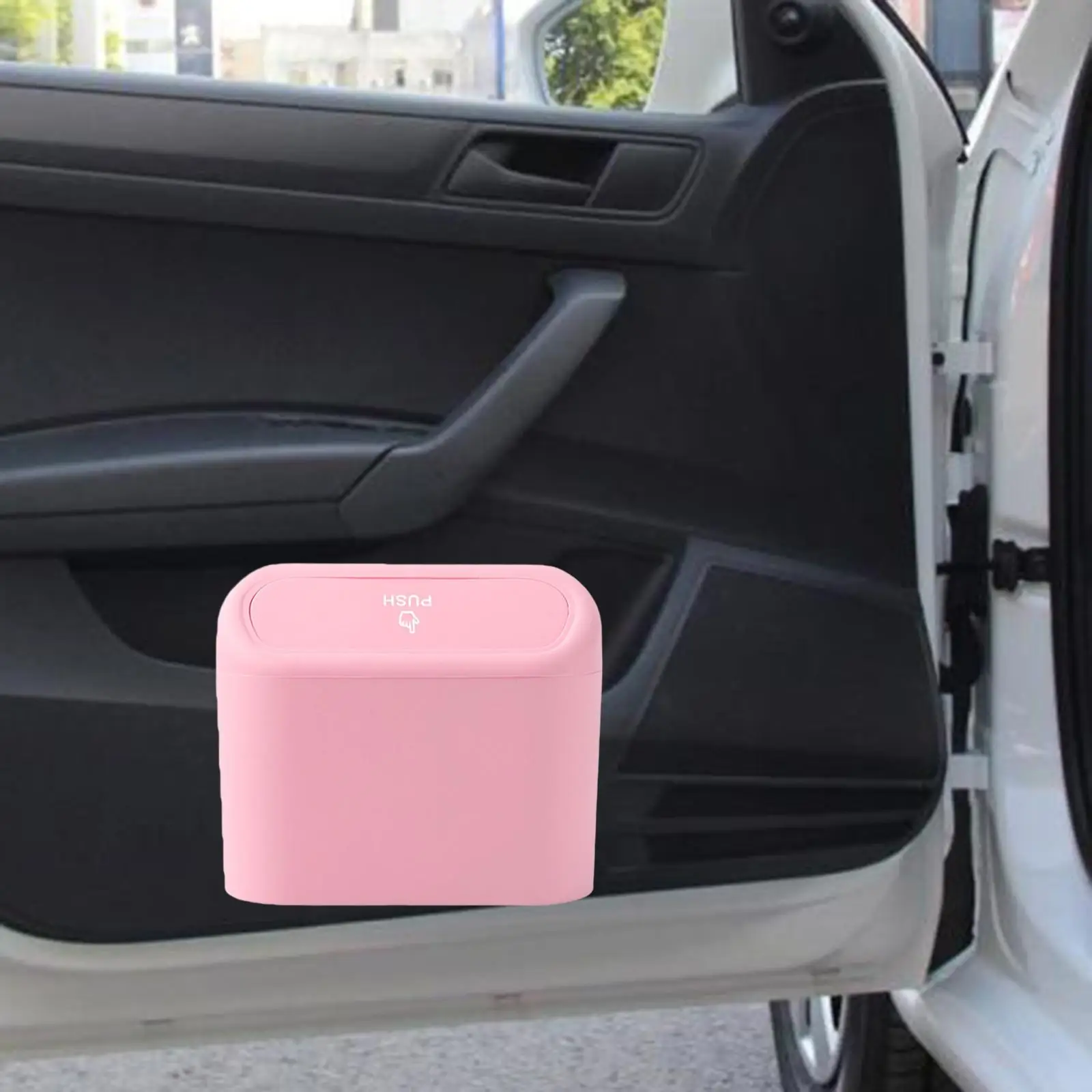 Car Trash Can Hanging Car Dustbin with Lid for Automotive Auto Office