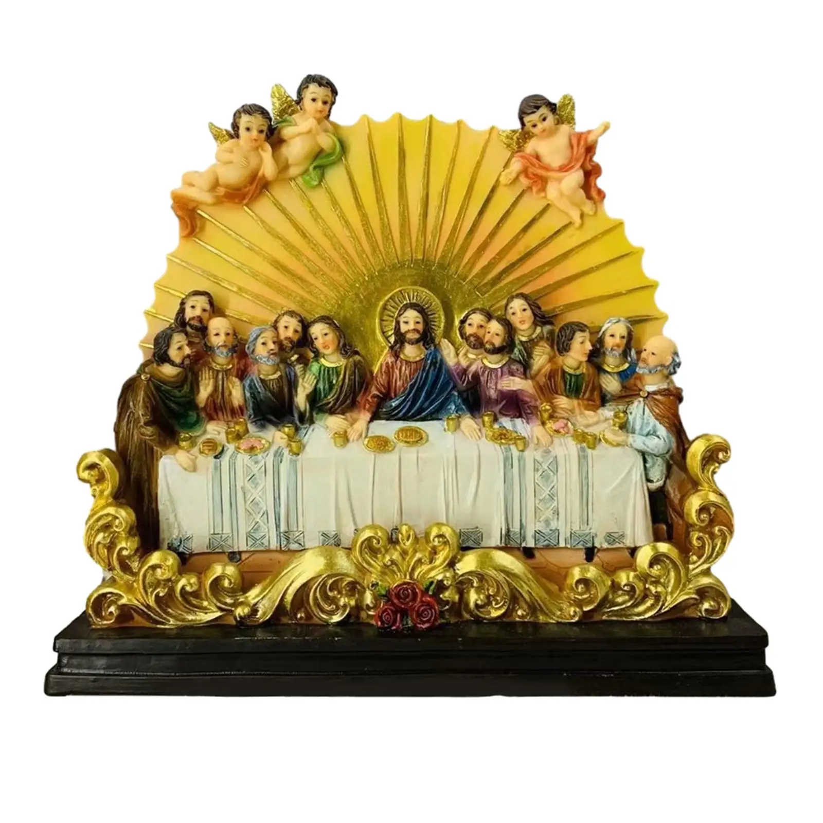 Resin Last Supper Statue Sculpture Christian Catholic Figurine Jesus and 12 Disciples for Office Collection Gifts Decor