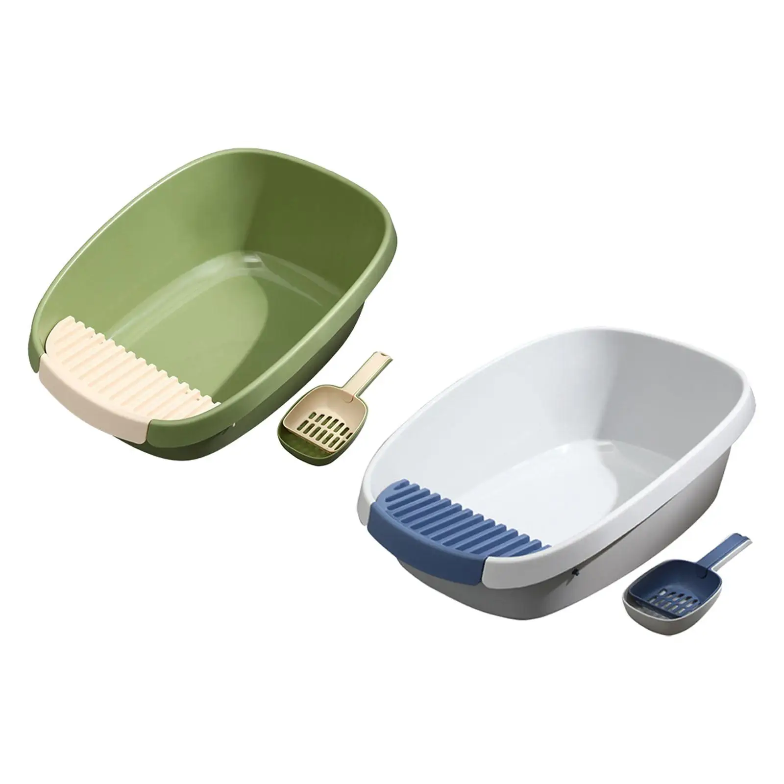 Open Cats Litter Box and Spoon Deep Toilet Anti Splashing Large Space Sandbox Nonstick Bottom Splashproof Pet Litter Tray