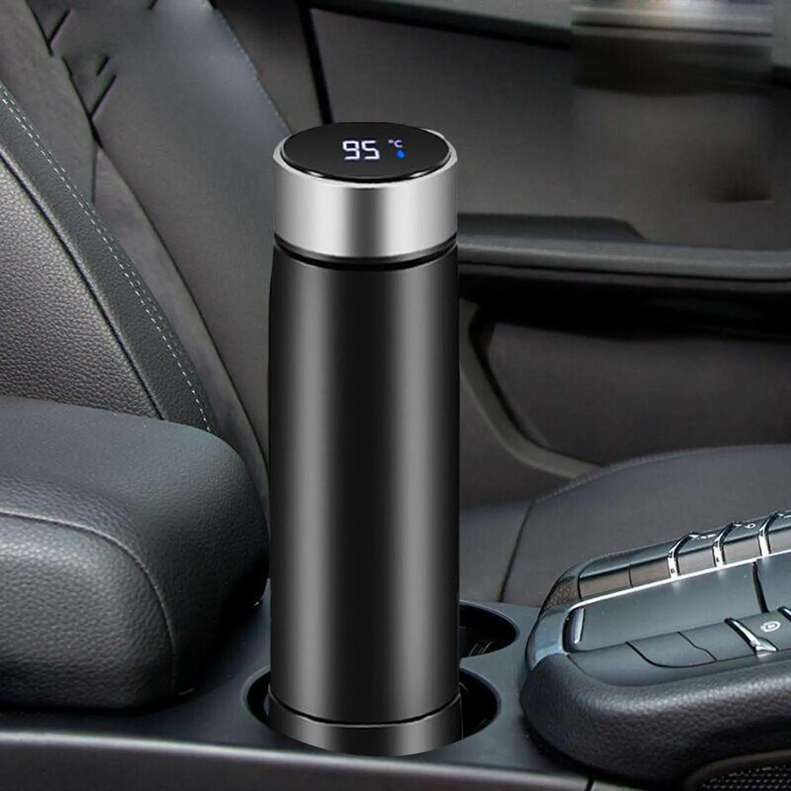 12V 24V Car Heating Cup Smart Car Bottle Warmer LCD Display Insulated Cup Heater Electric Heated Travel Mug for Keep Warm Travel