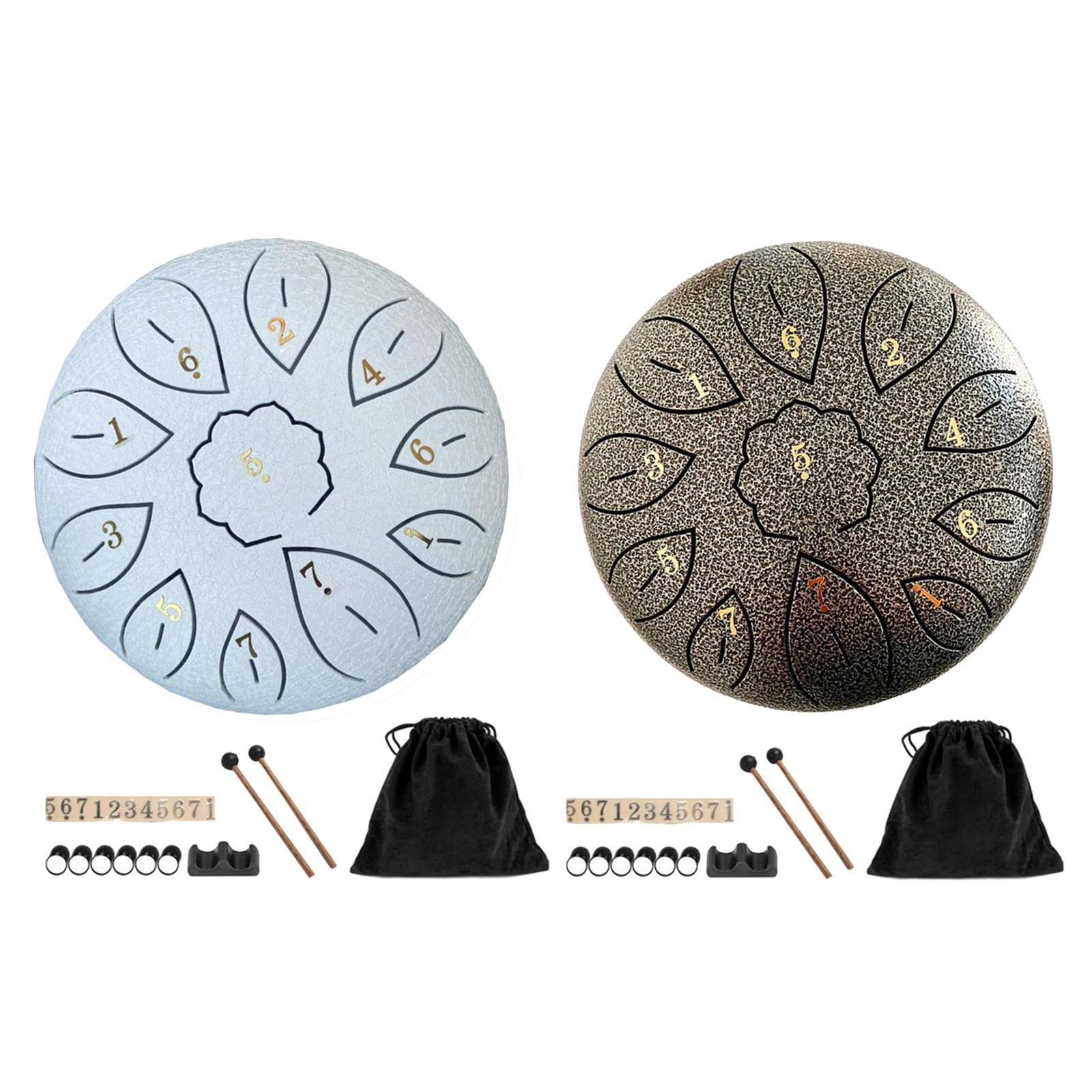 6inch Steel Tongue Drum Handpan with Bag Mallets Percussion Instrument 11 Notes Mini Hand Drum for Meditation Camping Yoga