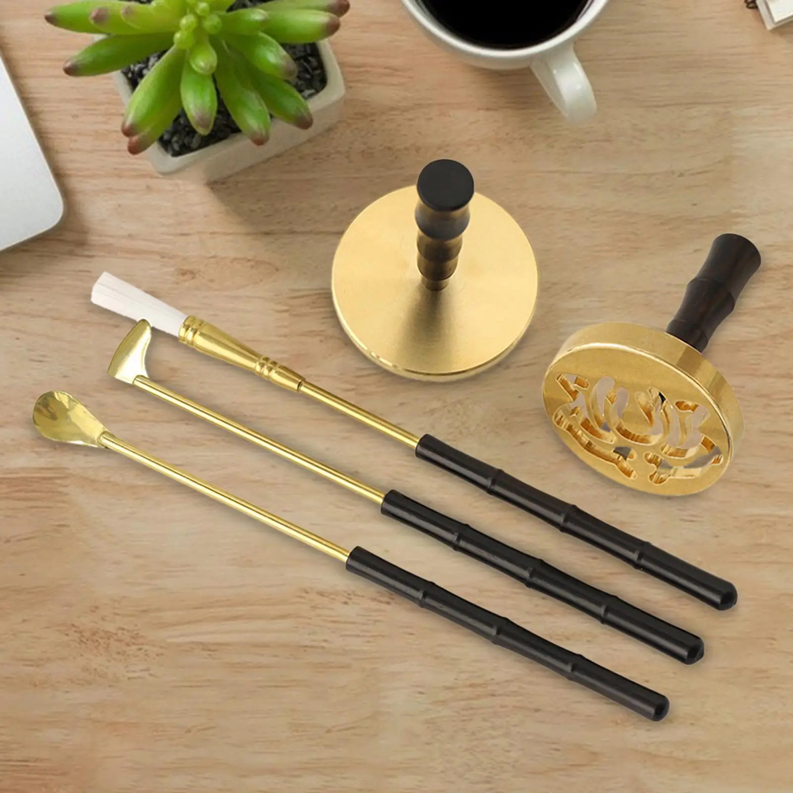 5 Pieces Incense Tool Set Powder Incense Burner Kit Long Handle DIY Fragrance Accessory Ash Press Spoon for Living Room Yoga