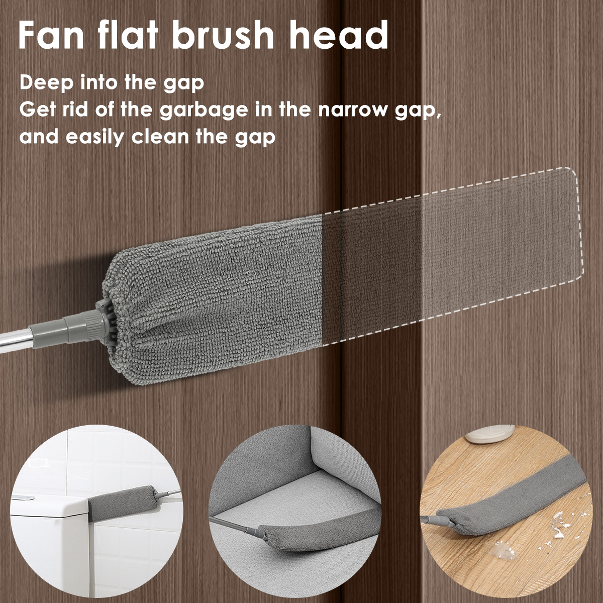 Description Picture 4 of itemGap Dust Cleaner Retractable Microfiber Flexible Long Flat Gap Duster Brushes with Extendable Pole Household Cleaning Tools