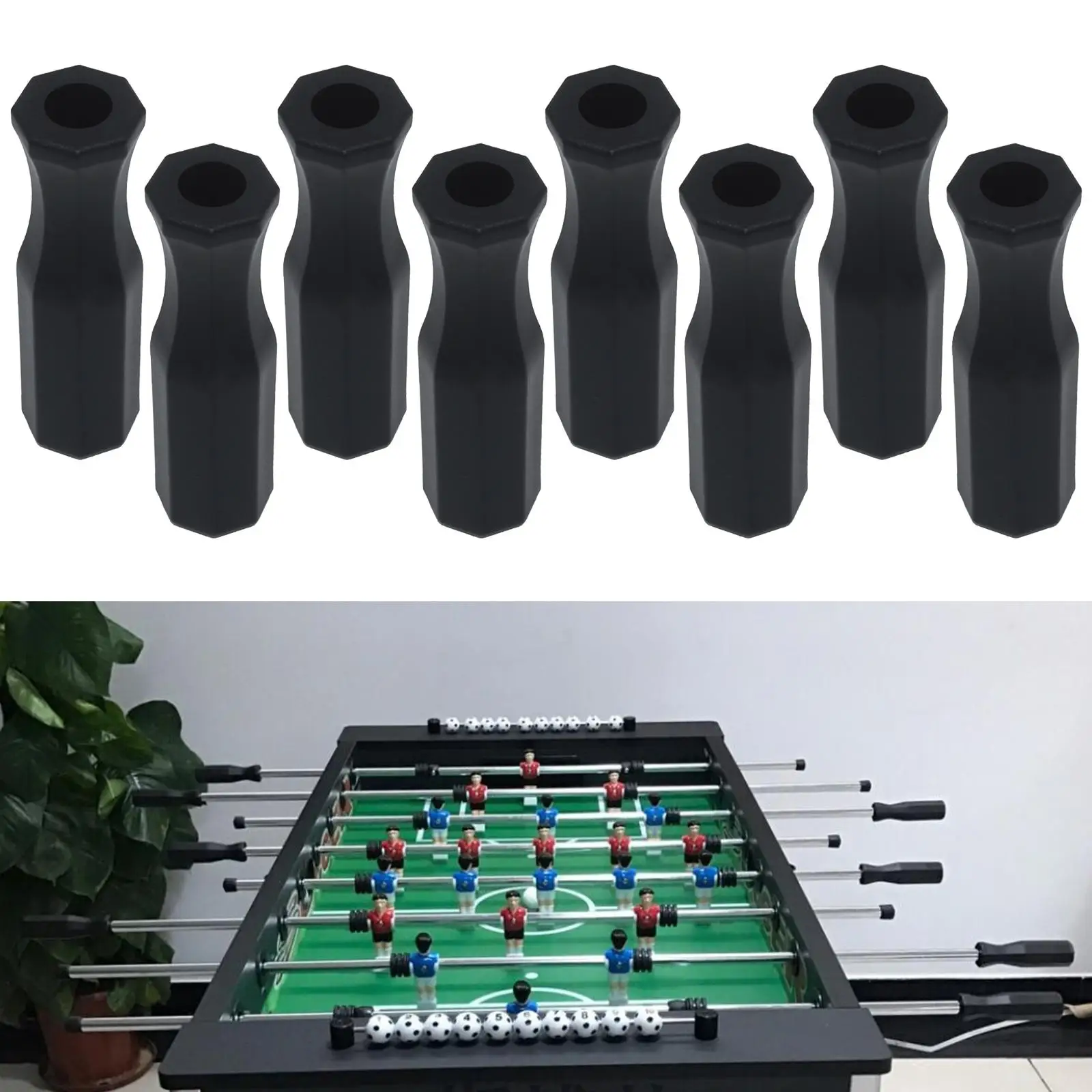 8 Pieces Foosball Handle Grips  Handles Black Octagonal Handles