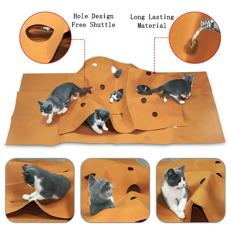 Cat Tunnel Agility Training Set – Interactive Maze Toys &amp; Felt Cushion for Kittens | Indoor Play &amp; Bite Pad Pet Supplies