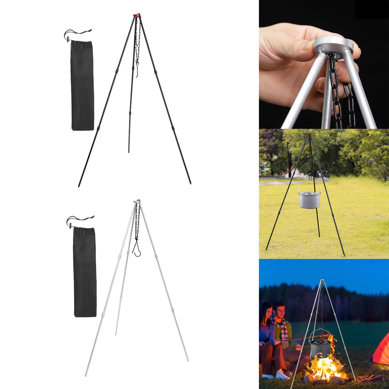 Camping Picnic Cooking Tripod Hanging Pot Outdoor Durable Portable Campfire Pot Fire Grill Hanging Tripod