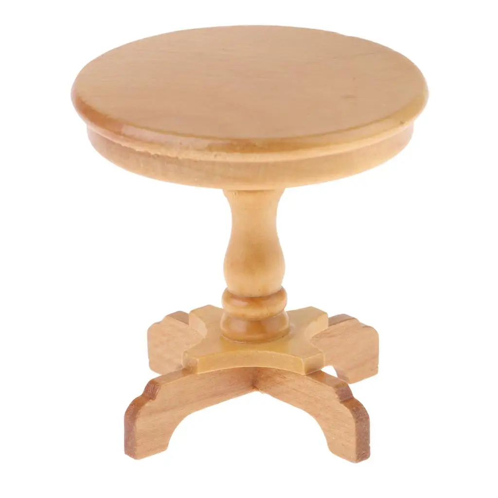 Miniature Round Wooden Table Accessory Dollhouse Toy for Girl Boy # 1