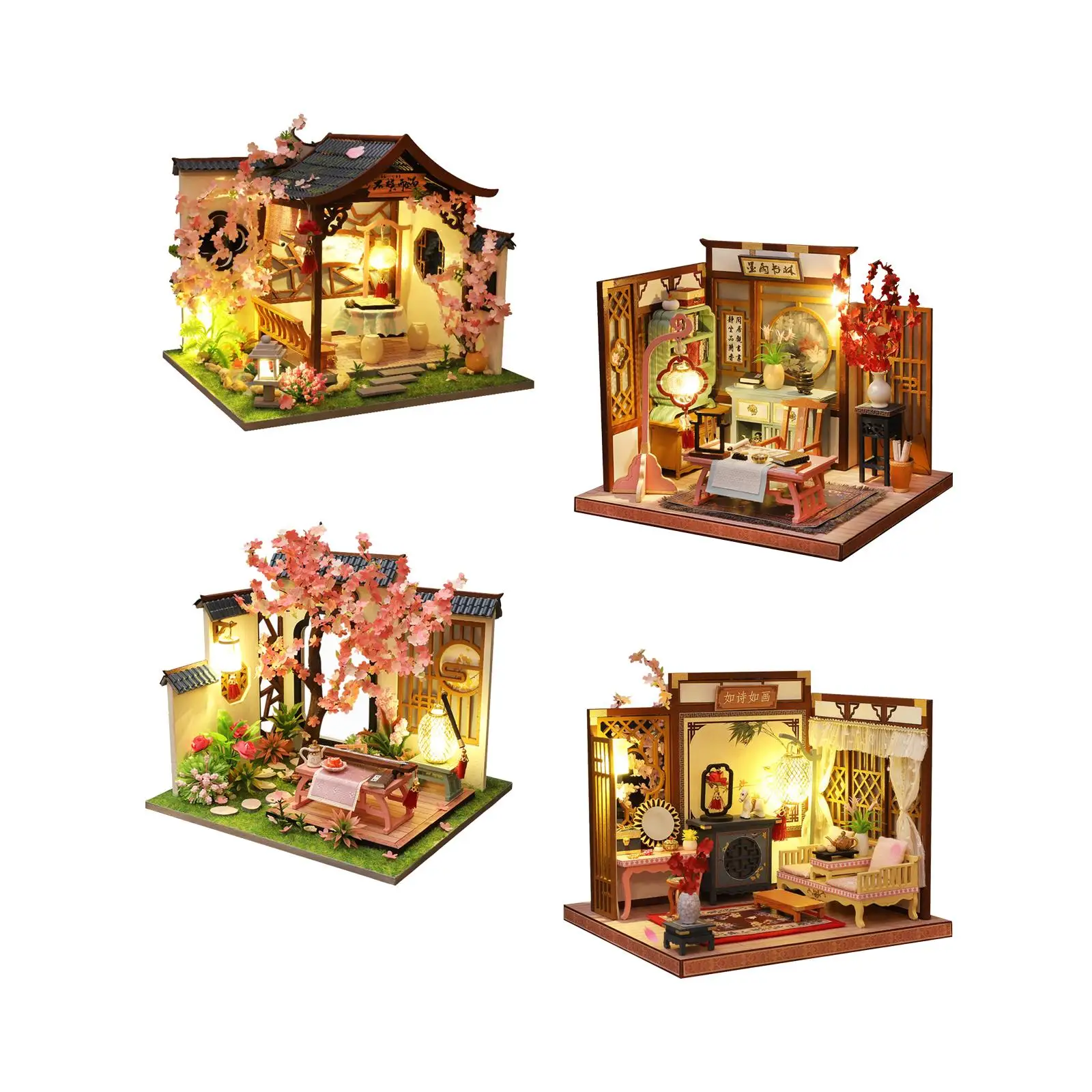 Wooden Miniature Dollhouse DIY Kits Model House Kits Creative Room Mini House Kits for Boys Teens Toddlers Kids Children
