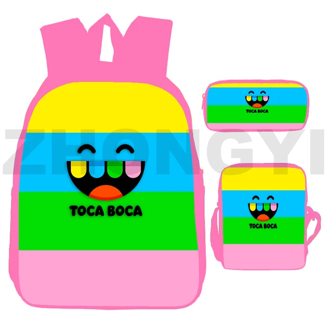 3 Pcs/set Funny Game Toca Boca 3d Backpacks Kids Girls Kawaii