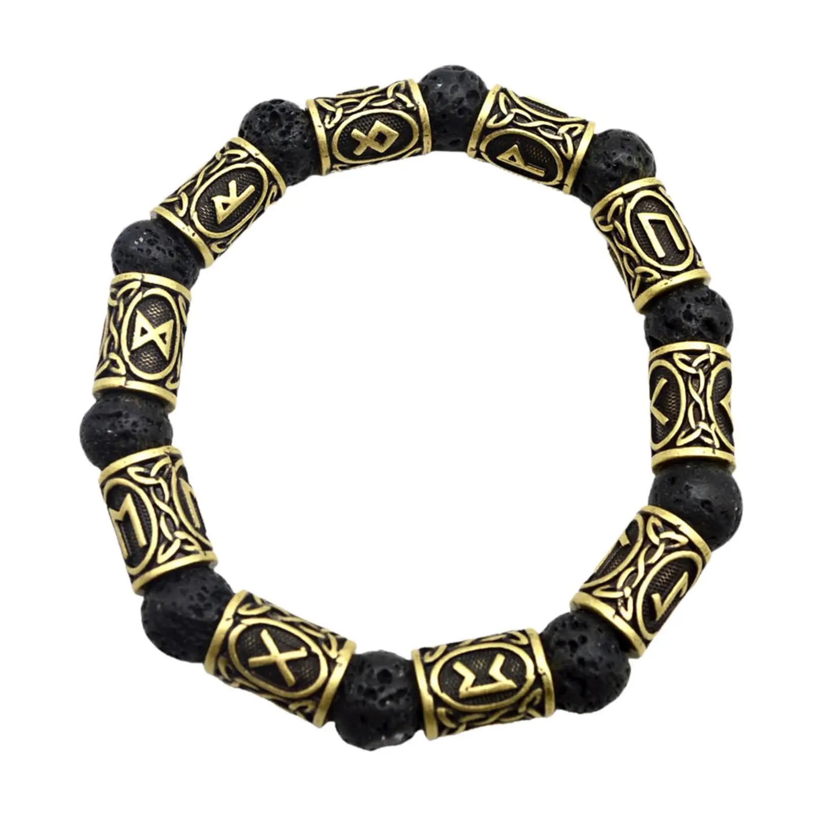 Viking Rune Antique Beads Bracelet Lava Stone Bangles Women Jewelry Gift