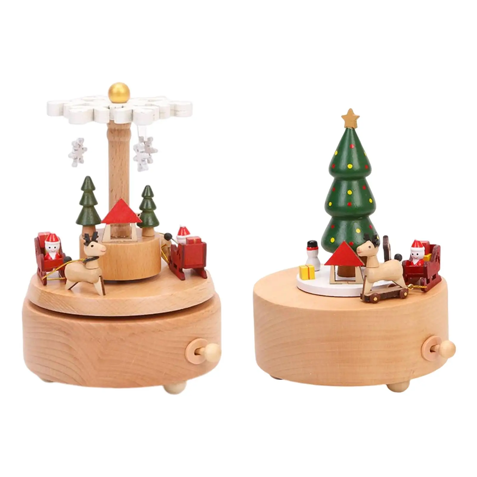 Creative Christmas Music Box Rotating Musical Box Carousel Toy Crafts for Indoor Desktop Decor Ornament Birthday Gift