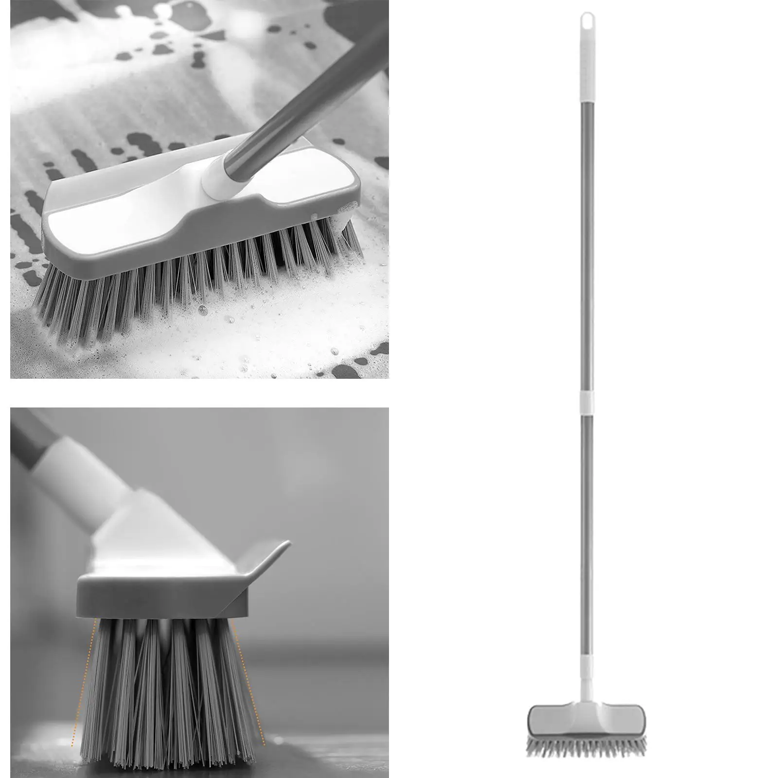 Bathroom Floor Scrubber Brush with Adjustable Long Handle Grout Cleaning Brush for Carpet Floor Office Garden Room