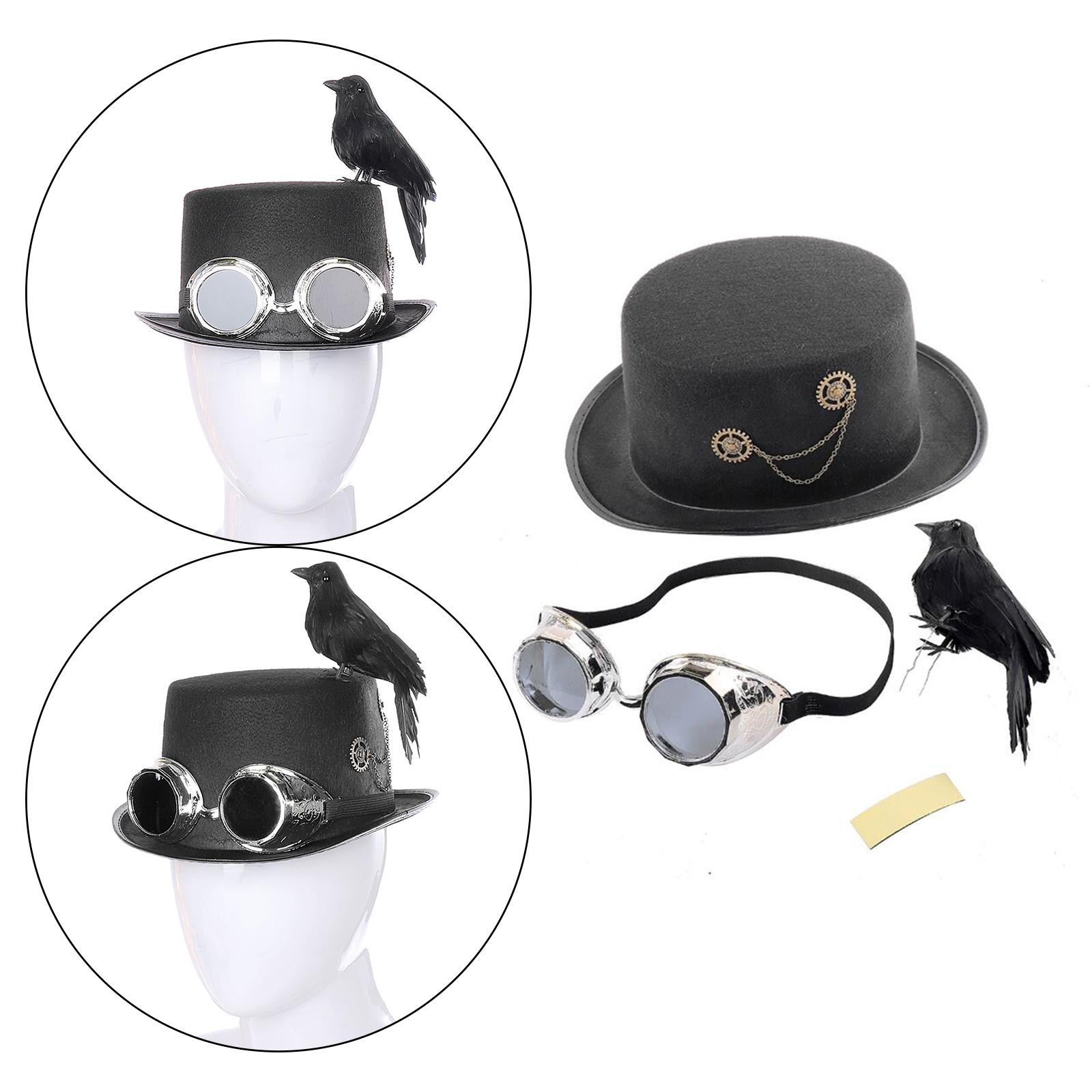Deluxe Black Steampunk Top Hat with 