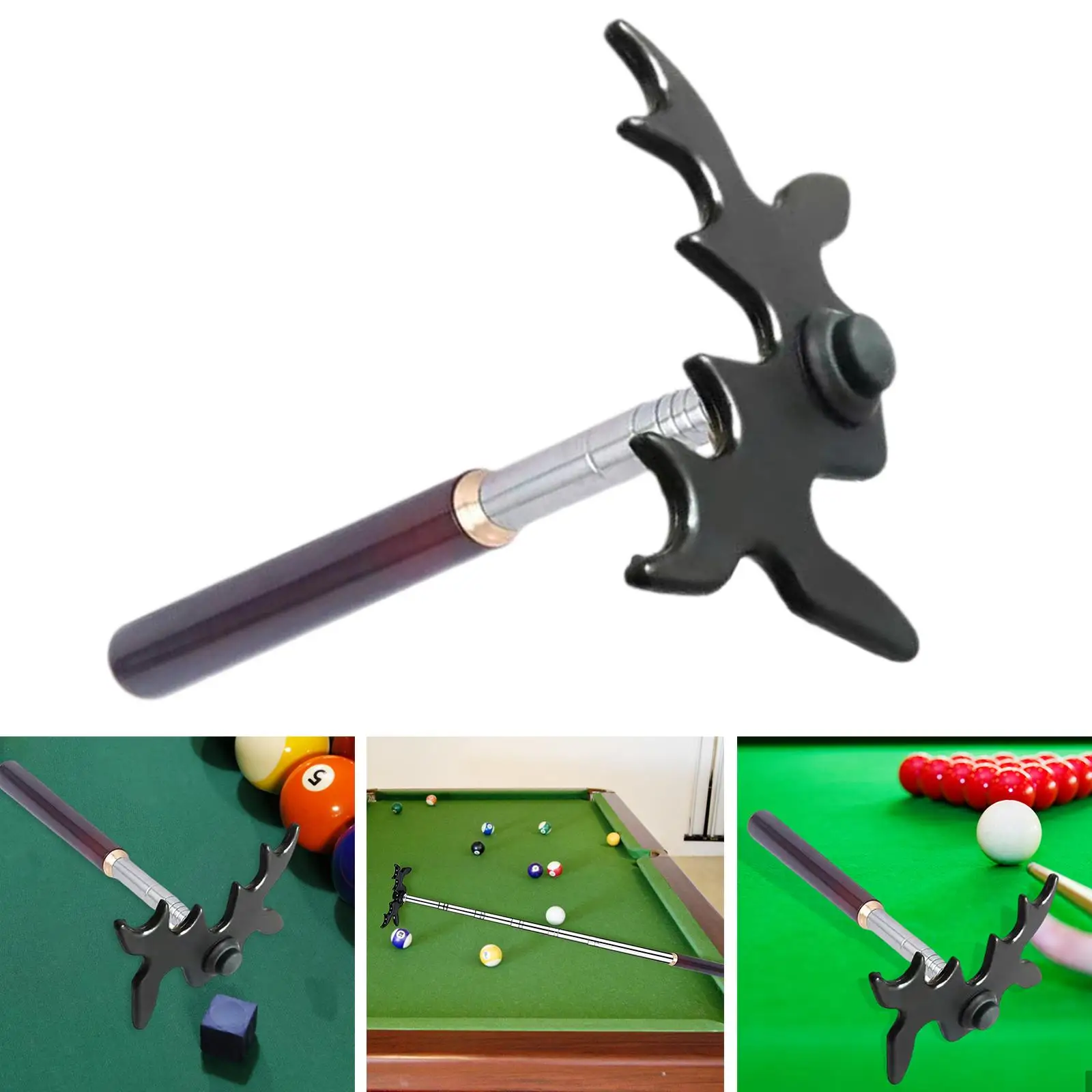 Billiards Cue Bridge Moose Head Cue Rest Retractable Extendable Stainless Steel Stick Pool Cue Accessory