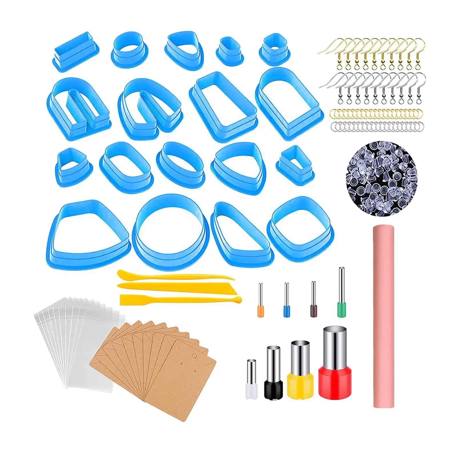 130 Polymer Clay Cutting Set Jump Rings, Earring Card,Earring Hooks Craft DIY