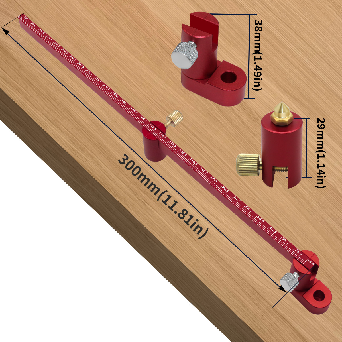 Holz bearbeitungs kompass schreiber, Aluminium-Festpunkt-Kreislinien markierung lehre, einstellbares kreisförmiges Zeichen lineal – Detail 3