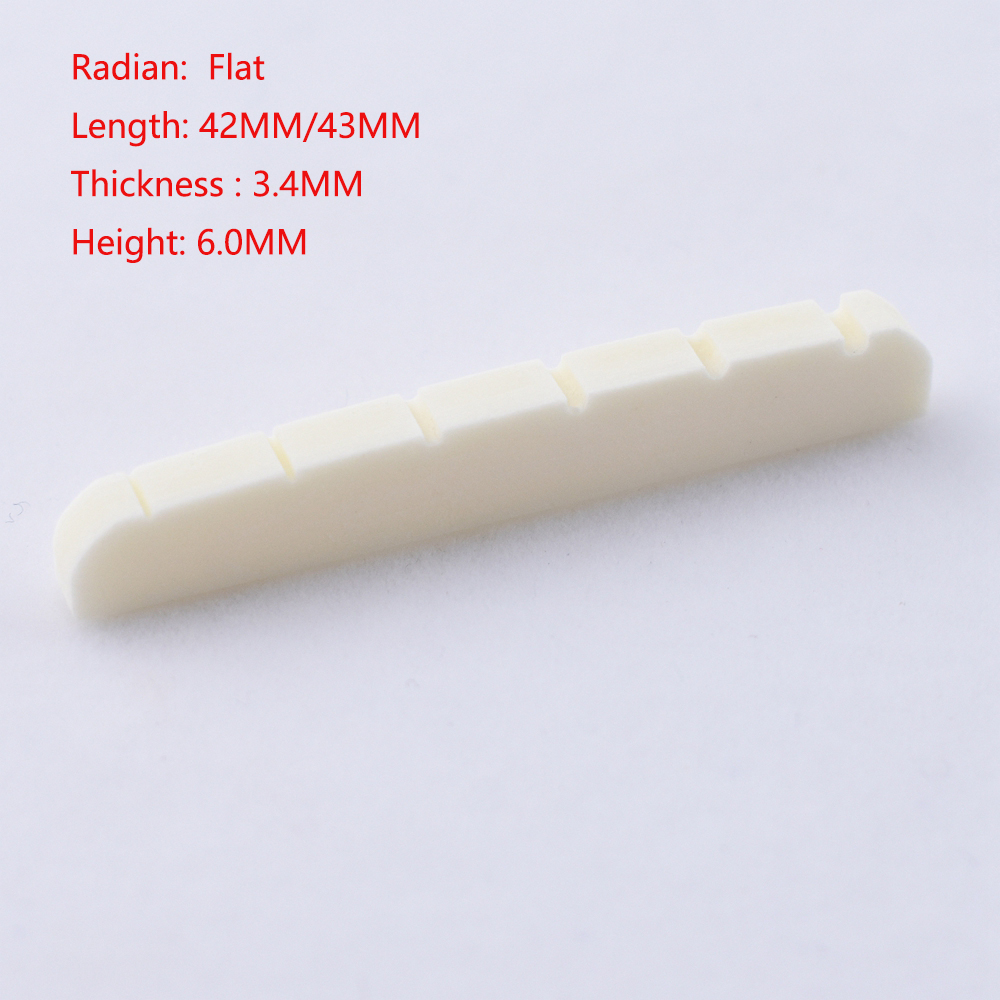 1 stück Echt Schlitz Knochen Mutter Für Elektrische Gitarre (Unten Flach/R 7,25/R10 42MM/43MM * 3,4 MM * 6MM) – Detail 5