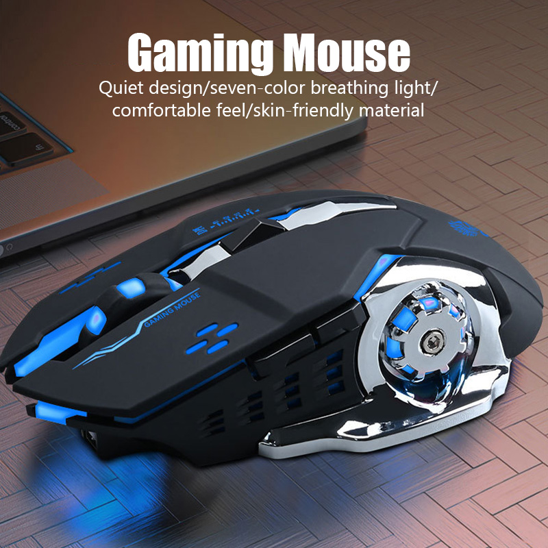 Q3 DPI 1200/2400/4600 Wireless Mouse 2.4G RGB Backlit Gaming Mouse Adjustable Mause Rechargeable Silent Mice for laptop computer