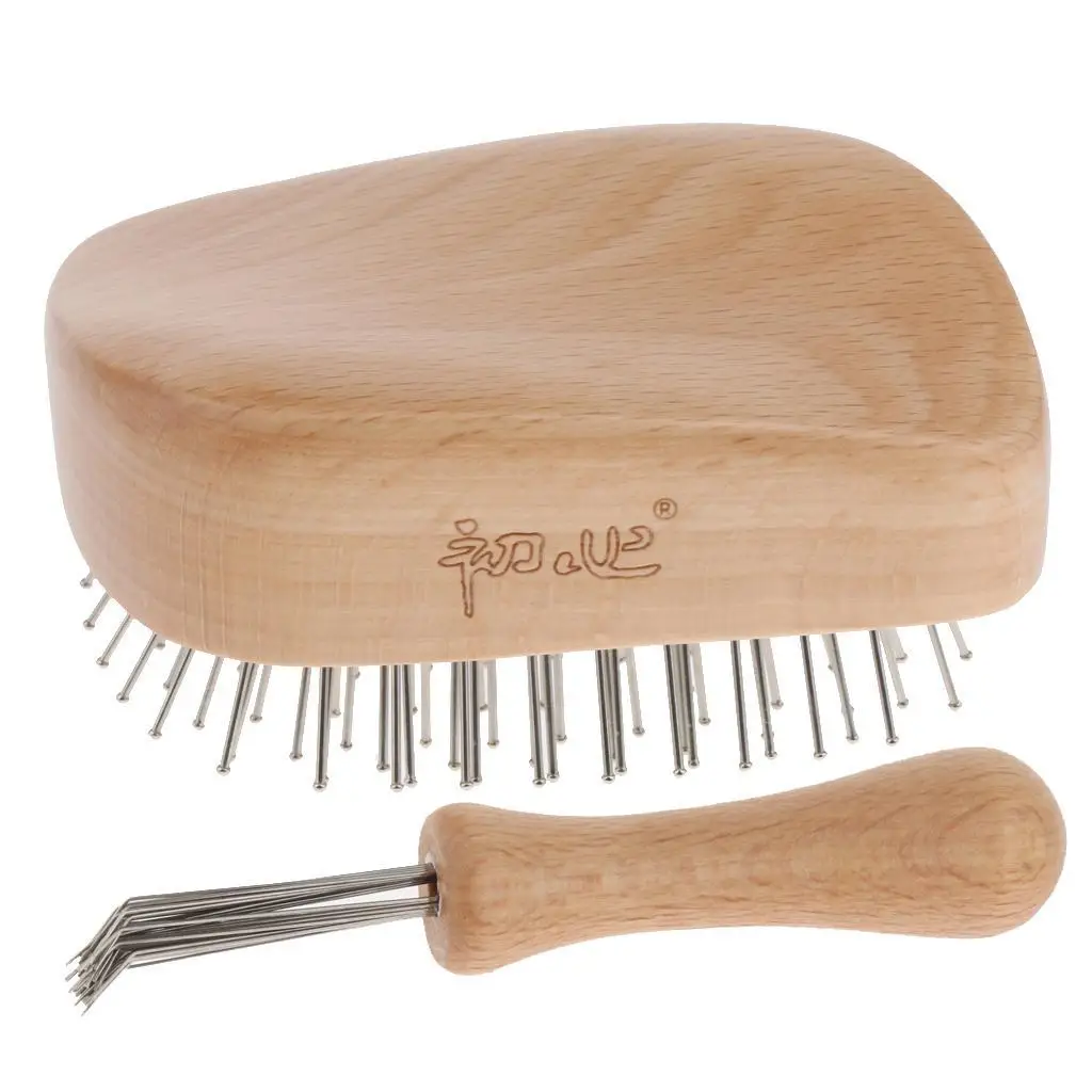 Natural Wood Styling Hair Brush Head Scalp Massage Curly Straight girls and boys