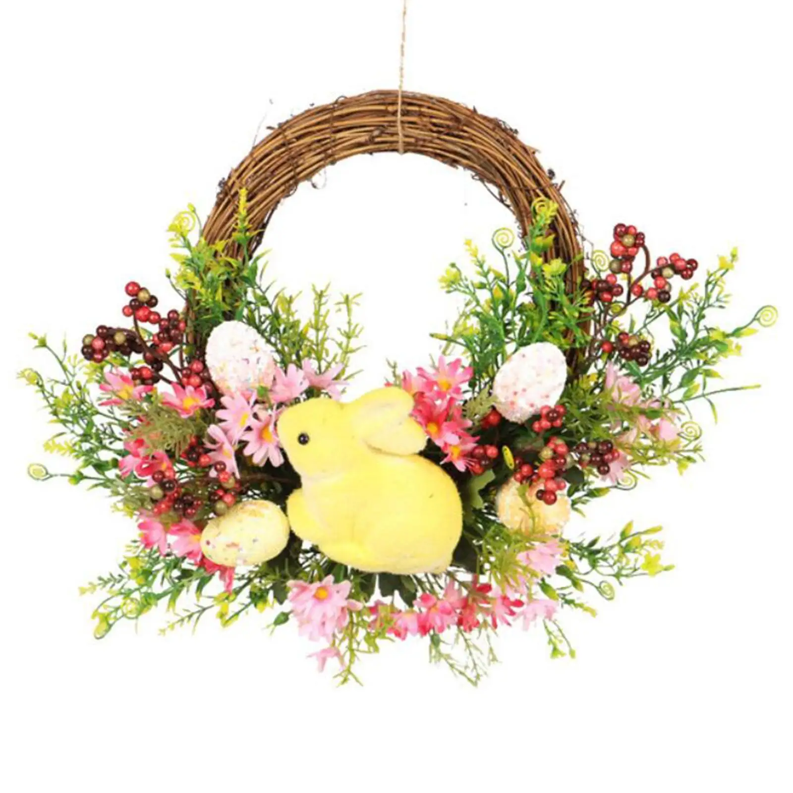 Easter Wreath Garland with Colorful Eggs Window for Holiday Front Door Garden Wedding Home Decor