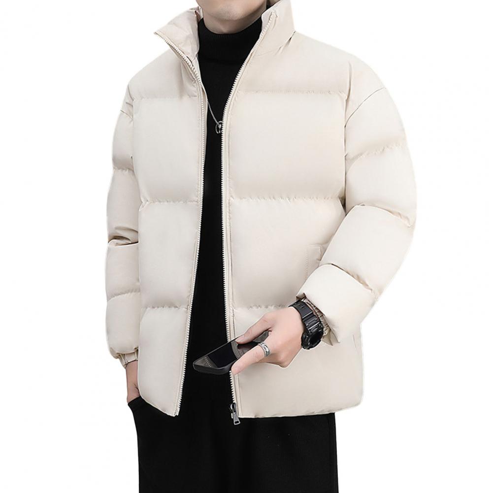 Description Picture 2 of itemMen Cotton Coat Cotton Jacket Men's Thickened Padded Cotton Coat with Stand Collar Heat Retention Windproof Outdoor Down Jacket