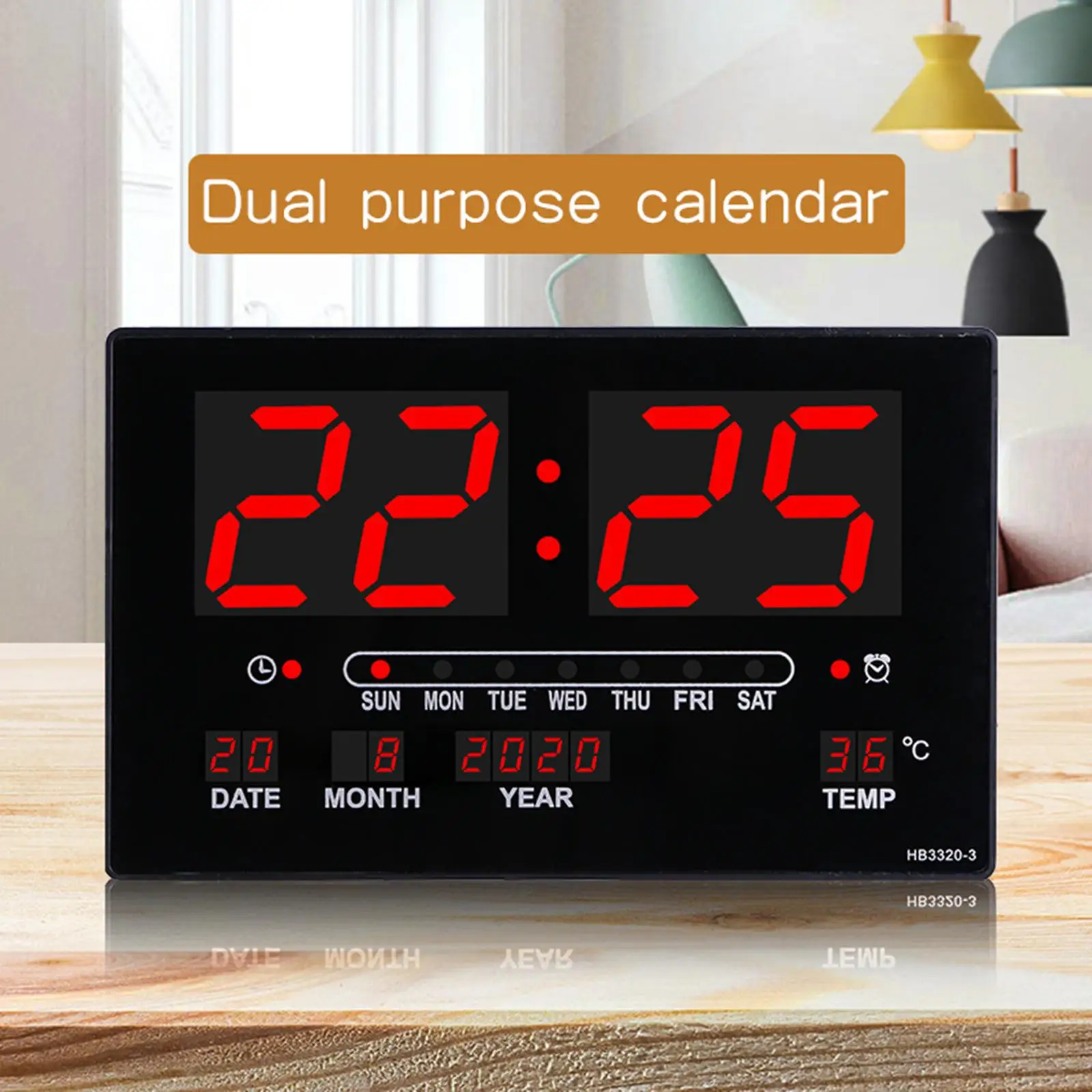 Modern Digital Wall Clock Calendar W/ Indoor Temperature Housewarming Gift Alarm Clocks for Office Home Decoration Gym Training