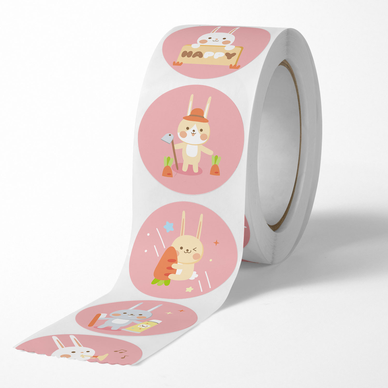 100–500 Stück runde, niedliche Tier-Aufkleber mit rosa Kaninchen, Party-Aufkleber, selbstklebend, DIY-Siegelaufkleber, dekorative Aufkleber für Album, Tagebuch, Cartoon-Etiketten, Dekor – Detail 2