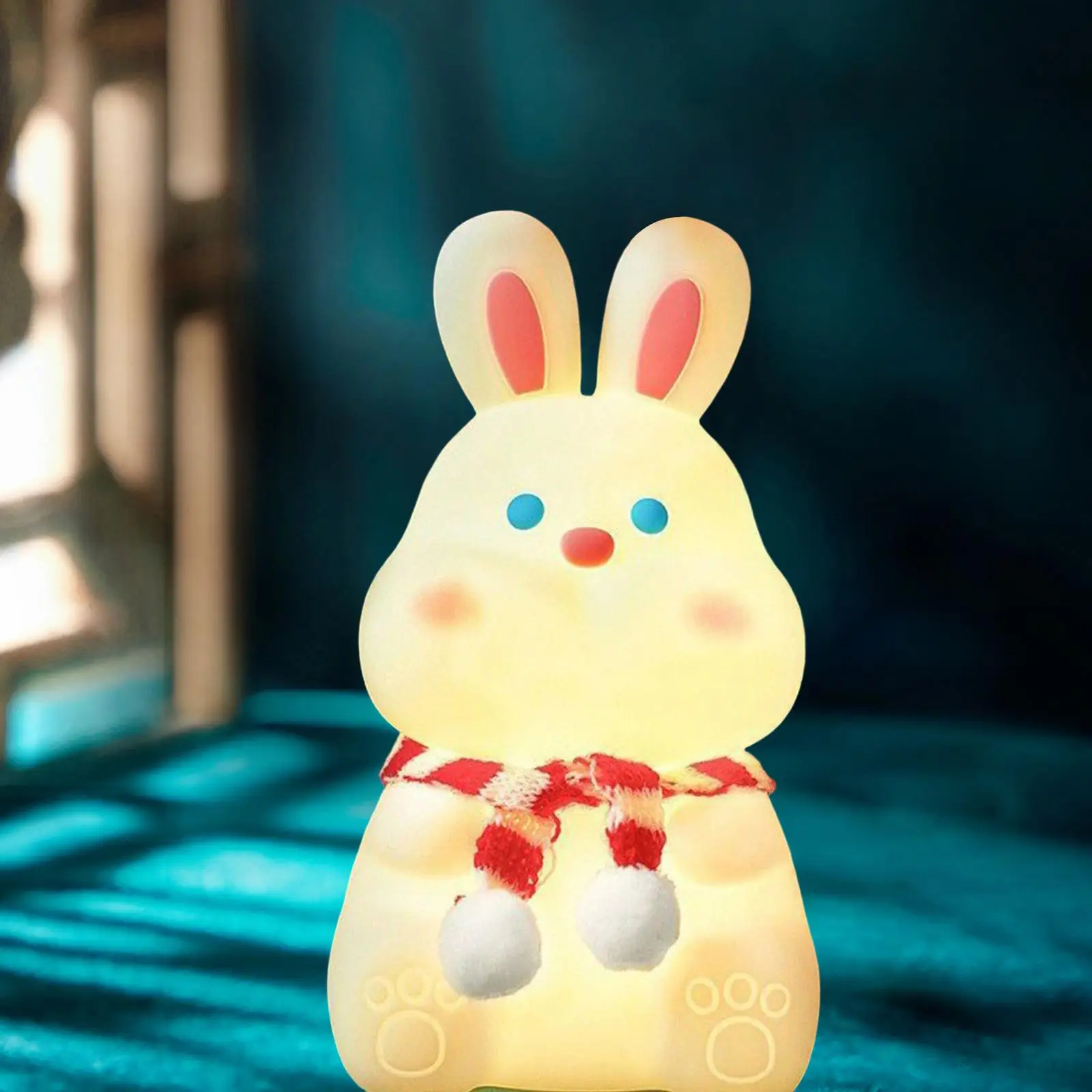 Rabbit Shaped Night Light Portable Color Changing Nightlight Cute Bedside Lamp for Tabletop Toddler Children Breastfeeding Baby