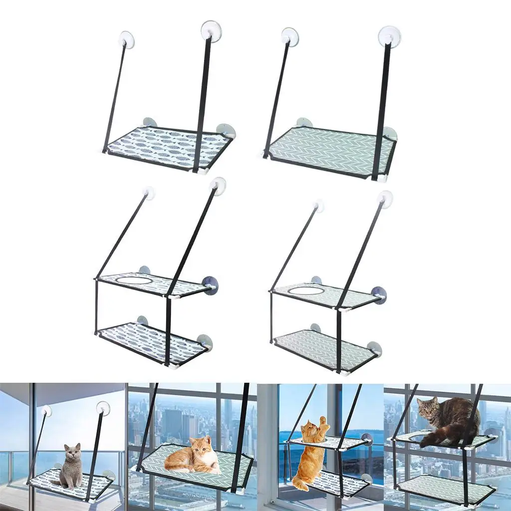 Cat Hammock Hanging Shelf Shelves Sturdy Powerful Suction Cups Space Saving for Indoor Cats