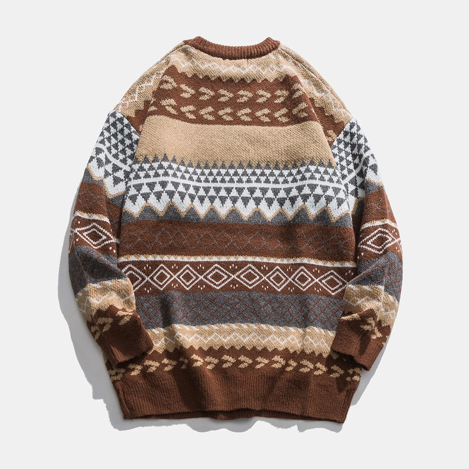 Полосатый цветной свитер спицами