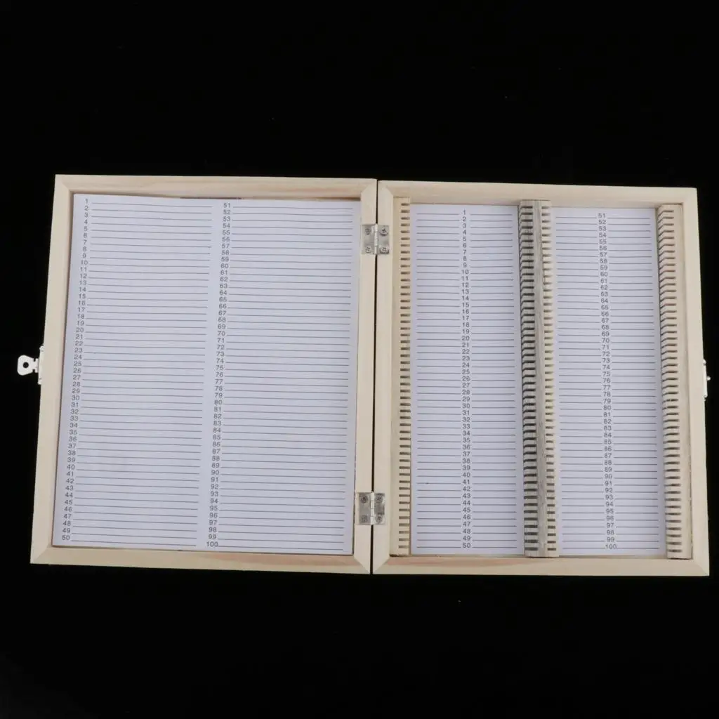  Slide Storage Wooden Box  Holding 100 Pieces Storage Case (22.8x19.2x3.7cm)
