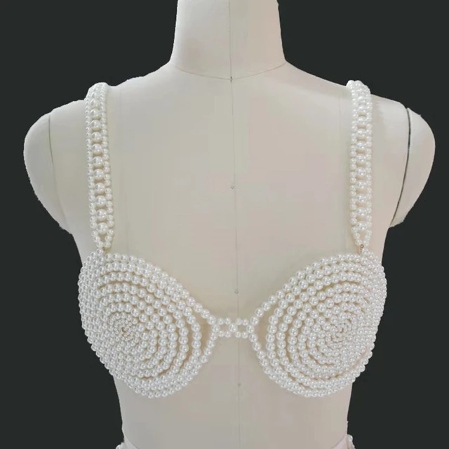 Cosysail Sexy Imitation Pearl Bra Bralette Body Chain for Female