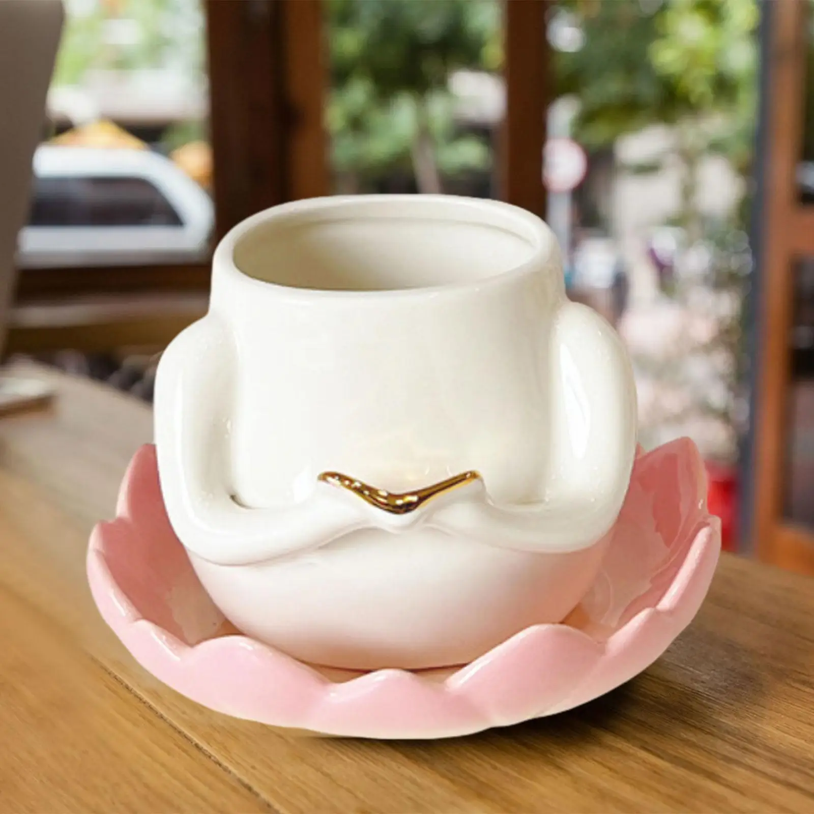 Novelty Ceramic Lotus Water Mug 13.5oz Cute Creative Cups Drinking Cup Unique Cups for Bar Home Cafe Party Housewarming Gift