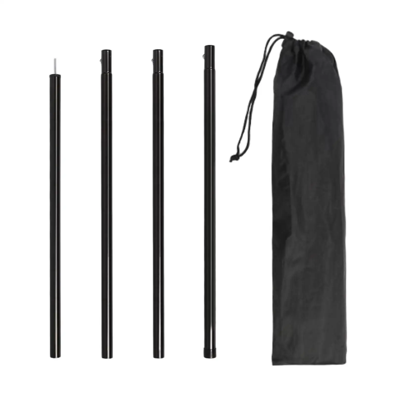 4 Pieces Tarp Poles Tent Rods Garden Shelter Awning Support Poles with Storage Bag Detachable for Camping Backpacking Hiking