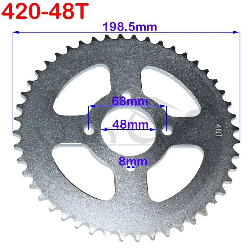 Piñón trasero 420 de 48 mm para vehículos todoterreno
